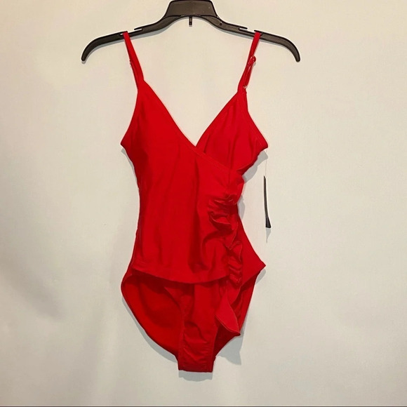 Rachel Roy Red Ruffle One Piece Swim - Picture 3 of 8